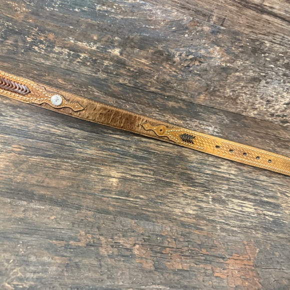 Nocona Brown Leather Braided Womens Belt with Silver Buckle AS IS - Picture 3 of 6